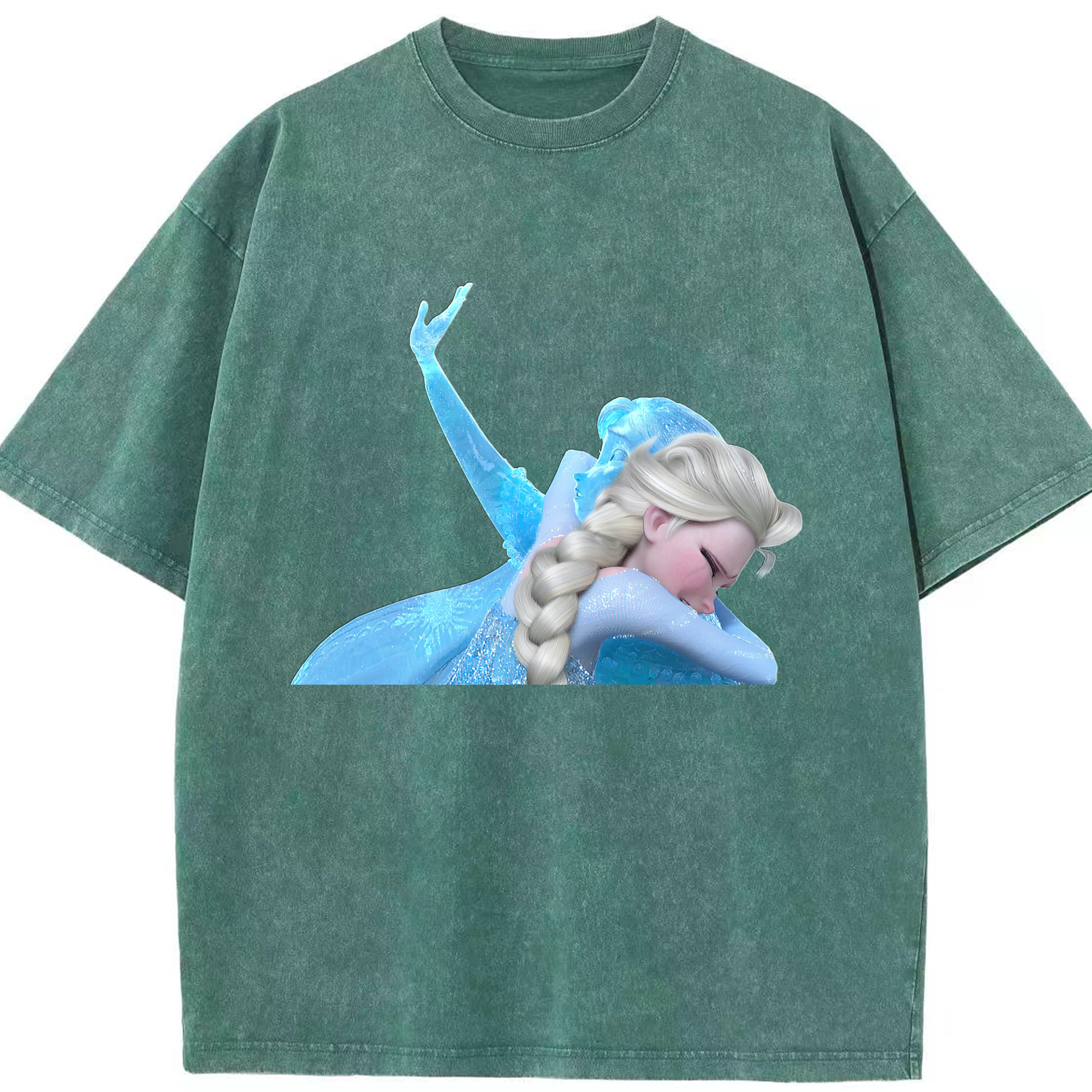 （画像用） アナと雪の女王 アンナ エルサ Frozen Anna Elsa 綿100% ヴィンテージ風 半袖Tシャツ（フロントプリント）